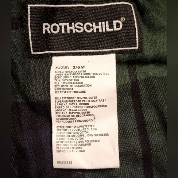 Rothschild Quilted Snowsuit Plaid Lining Corduroy Trim Navy Blue Black Size 3-6M - Picture 8 of 8